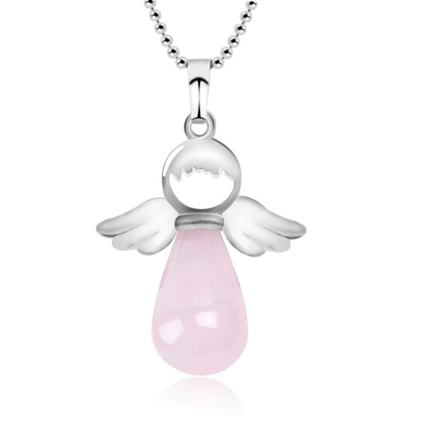 Buddha Stones Little Angel Wings Natural Crystal Luck Necklace Pendant (Extra 35% Off | USE CODE: FS35) - Rose Quartz - image 2