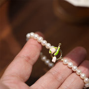 Buddha Stones Natural Pearl Tulip Flower Healing Necklace Pendant Bracelet Earrings Set Bracelet Necklaces & Pendants BS 6