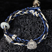 Buddha Stones 925 Sterling Silver Om Mani Padme Hum Swastika Handmade Protection Bracelet