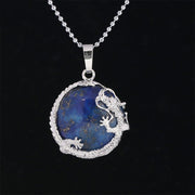 Buddha Stones Chinese Dragon Natural Quartz Crystal Healing Energy Necklace Pendant Necklaces & Pendants BS Lapis Lazuli