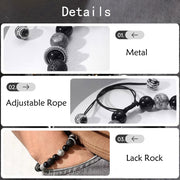Buddha Stones Vintage Lava Rock Black Obsidian Picasso Jasper Beads Support Rope Bracelet Bracelet BS 7