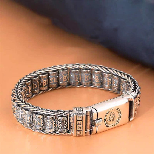 Buddha Stones Tibet Handmade Om Mani Padme Hum Wisdom Peace Bracelet (Extra 30% Off | USE CODE: FS30) - Rotatable - 22cm - image 0