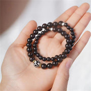 Buddha Stones Tibet Ebony Wood Dzi Bead Balance Double Wrap Bracelet