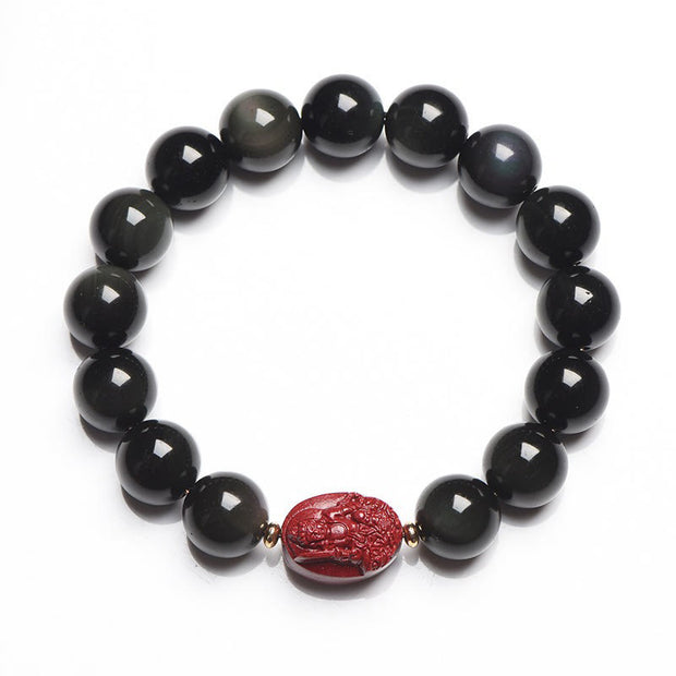 Buddha Stones Chinese Zodiac Natal Buddha Natural Black Obsidian Cinnabar Purification Bracelet (Extra 35% Off | USE CODE: FS35) - image 3