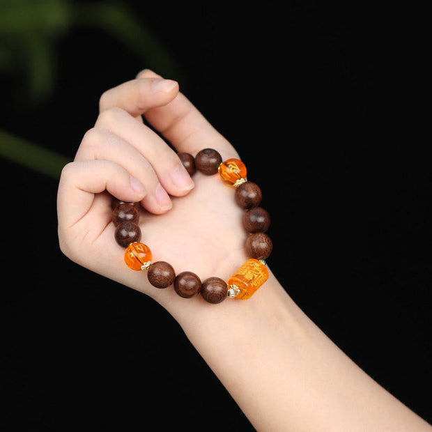 Buddha Stones Natural Phoebe Zhennan Wood Om Mani Padme Hum God Of Wealth Crystal Protection Bracelet (Extra 40% Off | USE CODE: FS40) - image 10