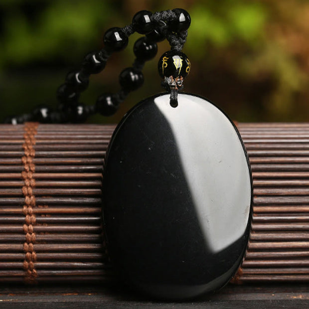 Buddha Stones Black Obsidian Koi Fish Bead Rope Fulfilment Strength Necklace Pendant Necklaces & Pendants BS 5