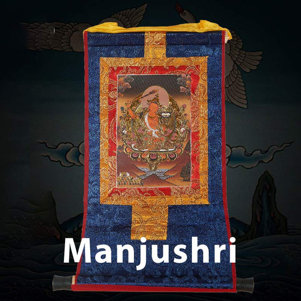 Buddha Stones Tibetan Framed Thangka Blessing Protection Decoration (Extra 30% Off | USE CODE: FS30) - Manjushri - image 22