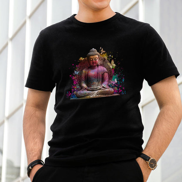 Buddha Stones Butterfly Meditation Buddha Tee T-shirt T-Shirts BS 7