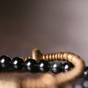 Buddha Stones Rainbow Obsidian Copper Inner Peace Healing Double Layer Bracelet