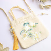 Buddha Stones Lotus Peony Epiphyllum Phoenix Suzhou Embroidery Cotton Linen Tote Crossbody Bag Shoulder Bag Handbag