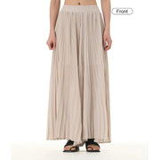 Buddha Stones Solid Color Loose Long Pleated Wide Leg Pants 21