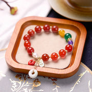 Buddha Stones Jade Red Agate Peace Buckle Charm Confidence Bracelet 9