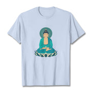 Buddha Stones Lotus Meditation Buddha Tee T-shirt T-Shirts BS LightCyan 2XL