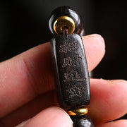 Buddha Stones Tibetan Ebony Wood Barrel Beads Lucky And Treasure Balance Bracelet 15