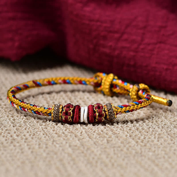Buddha Stones Handmade Dunhuang Color Luck Braid String Bracelet