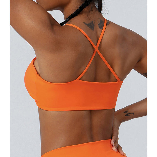 Buddha Stones Workout Sleeveless Backless Criss-Cross Strap Top Bra Flared Pants Sports Fitness Yoga Outfit