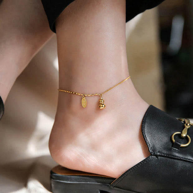 FREE Today: Wealth Prosperity 18k Gold Plated Copper Lucky Gourd Design Buckle Anklet FREE FREE 14