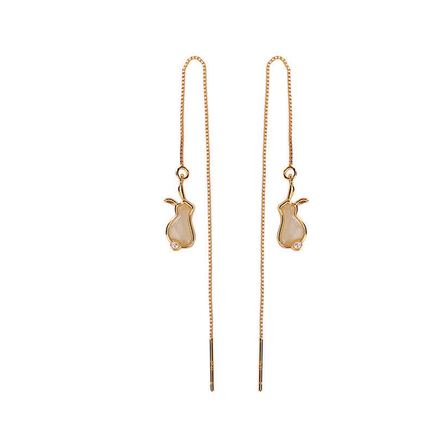 Buddha Stones 925 Sterling Silver Year of the Rabbit Hetian White Jade Happiness Drop Earrings (Extra 35% Off | USE CODE: FS35) - image 6