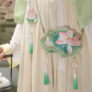 Buddha Stones Luck Embroidery Lotus Koi Fish Rabbit Flower Hanfu Bag Crossbody Bag Shoulder Bag Bag BS 2