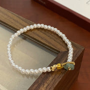 Buddha Stones Pearl Flower Jade Copper Coin Healing Bracelet