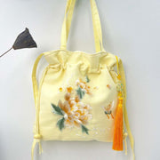 Buddha Stones Lotus Peony Epiphyllum Phoenix Suzhou Embroidery Cotton Linen Tote Crossbody Bag Shoulder Bag Handbag 20