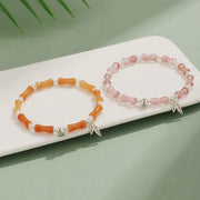Buddha Stones Peridot White Jade Strawberry Quartz Green Aventurine Bamboo Fu Character Luck Bracelet 2