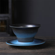 Buddha Stones Planet Design Ceramic Coffee Mug Rough Pottery Tea Coffee Cup With Saucer