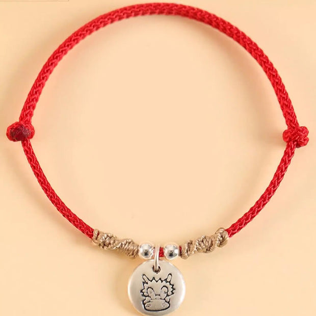 Buddha Stones Handmade 999 Sterling Silver Year of the Dragon Cute Chinese Zodiac Luck Braided Bracelet (Extra 35% Off | USE CODE: FS35) - image 1