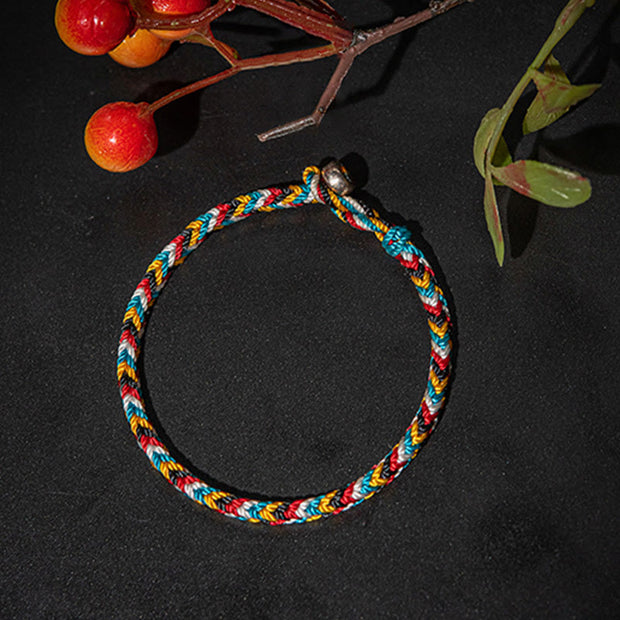 Buddha Stones Tibet Handmade Five Color Thread Protection Braid String Bracelet
