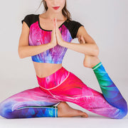 Buddha Stones 2Pcs Undersea World Mysterious Girl Gradient Color Top Pants Sports Fitness Yoga Women's Yoga Sets 10