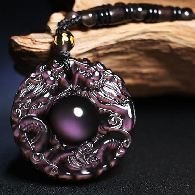 Buddha Stones Natural Gold Sheen Obsidian Rainbow Obsidian Dragon Strength Necklace Pendant (Extra 35% Off | USE CODE: FS35) - image 18