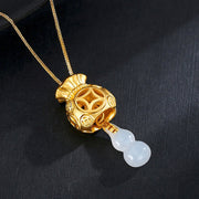 Buddha Stones  Auspicious Feng Shui Money Bag Jade Pendant Necklace