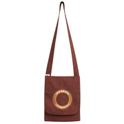 Lotus Embroidered Spiritual Mind Practice Cotton Shoulder Bag Crossbody Bag (Extra 30% Off | USE CODE: FS30) - Brown Lotus Spiritual Practice Shoulder Bag - image 3