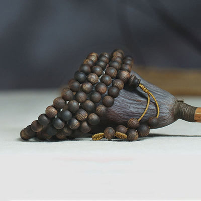 Buddha Stones 7mm 108 Mala Beads Nha Trang Qinan Agarwood Peace Strength Bracelet Mala Bracelet BS 7mm Agarwood(Balance♥Ward off evil spirits)