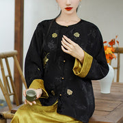 Buddha Stones Vintage Flowers Print Long Sleeve Jacket Cami Maxi Midi Dress