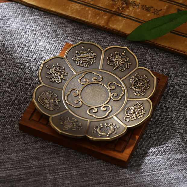 Buddha Stones Lotus Dragon Phoenix Eight Auspicious Symbols Zinc Alloy Incense Stick Holder Healing Incense Burner Decoration (Extra 35% Off | USE CODE: FS35) - Eight Auspicious Symbols Bronze(Without Incense Hole) - image 11