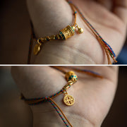 Buddha Stones Tibetan Handmade Om Mani Padme Hum Prayer Wheel Protection Strength String Bracelet