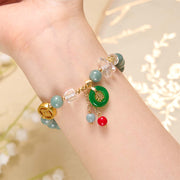 Buddha Stones Strawberry Quartz Jade Fu Character Charm Healing Bracelet Bracelet BS 8