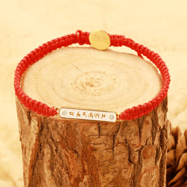 Tibetan Handmade Om Mani Padme Hum Peace Red String Bracelet