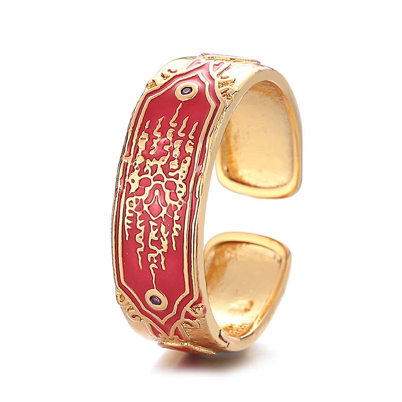 Anillo curativo de cobre con cinco escrituras y piedras de Buda
