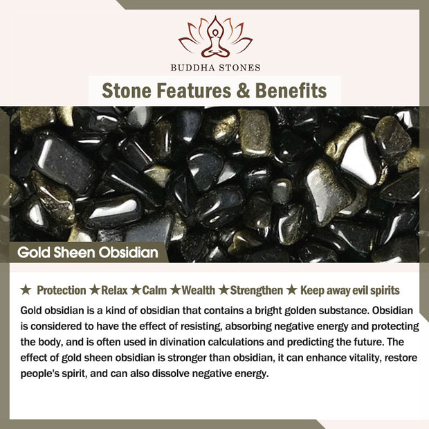 Buddha Stones Gold Sheen Obsidian PiXiu Wealth Rope Bracelet - image 8