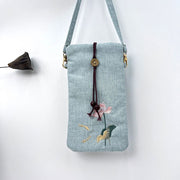 Buddha Stones Small Embroidered Flowers Crossbody Bag Shoulder Bag Cellphone Bag 11*20cm 39
