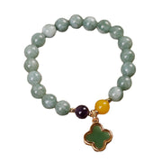 Buddha Stones Jade Four Leaf Clover Luck Bracelet