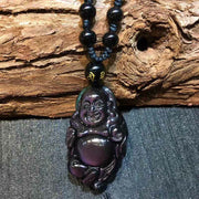 Natural Rainbow Obsidian Laughing Buddha Inner Peace Necklace Pendant Necklaces & Pendants BS 4