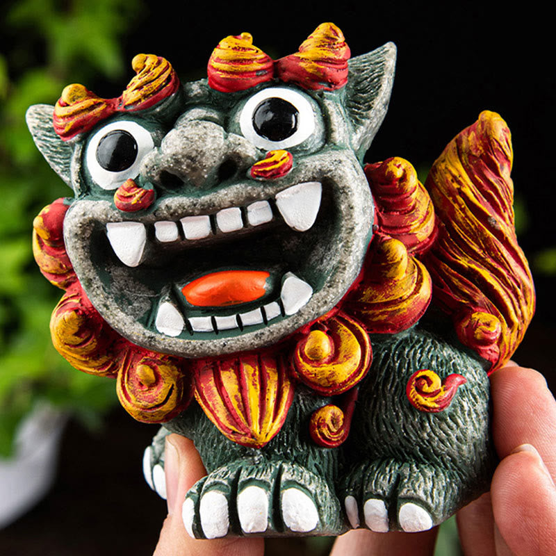 Buddha Stones Small Pair of Lion Fu Foo Dogs Ward Off Evil