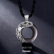 Buddha Stones 12 Constellations of the Zodiac Ice Obsidian Blessing Round Pendant Necklace Necklaces & Pendants BS Cancer