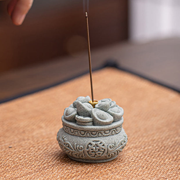 Buddha Stones Chinese Character Fu Ingots Healing Incense Burner Desk Decoration Incense Burner BS 3