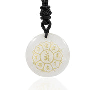 Buddha Stones Om Mani Padme Hum Natural Various Crystal Black Obsidian Strength Necklace Pendant 3