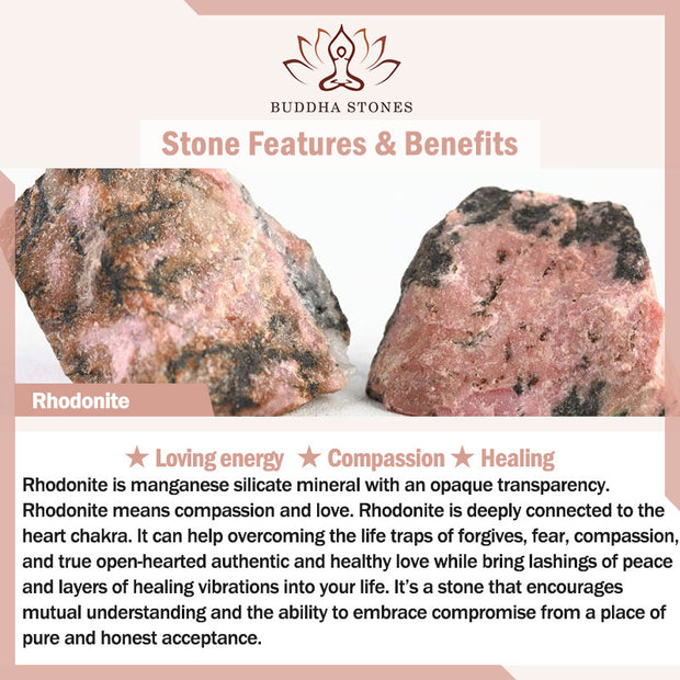 Buddha Stones Rhodonite Healing Relationships Spacer Bead Bracelet