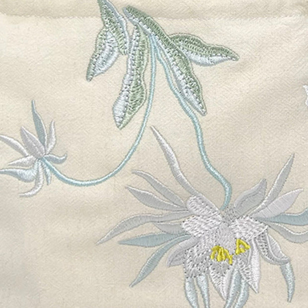 Buddha Stones Suzhou Embroidery Lotus Epiphyllum Magnolia Cotton Linen Tote Crossbody Bag Shoulder Bag Handbag 12